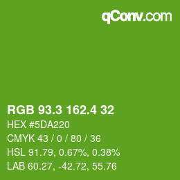 カラーコード: RGB 93.3 162.4 32 | qconv.com
