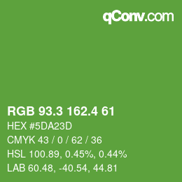 カラーコード: RGB 93.3 162.4 61 | qconv.com