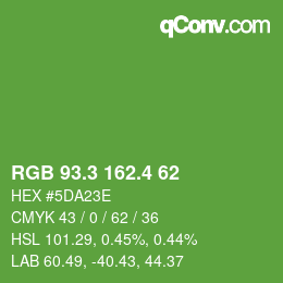 カラーコード: RGB 93.3 162.4 62 | qconv.com