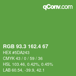 カラーコード: RGB 93.3 162.4 67 | qconv.com