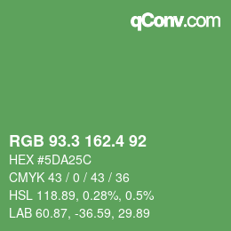 カラーコード: RGB 93.3 162.4 92 | qconv.com