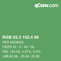 カラーコード: RGB 93.3 162.4 98 | qconv.com