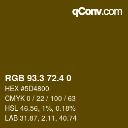 カラーコード: RGB 93.3 72.4 0 | qconv.com
