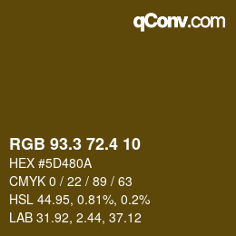 カラーコード: RGB 93.3 72.4 10 | qconv.com