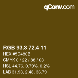 カラーコード: RGB 93.3 72.4 11 | qconv.com