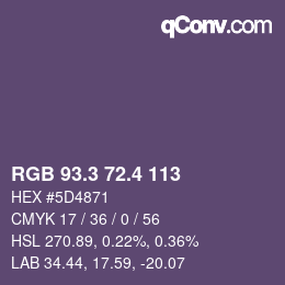 カラーコード: RGB 93.3 72.4 113 | qconv.com