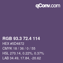 カラーコード: RGB 93.3 72.4 114 | qconv.com