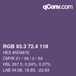 カラーコード: RGB 93.3 72.4 118 | qconv.com