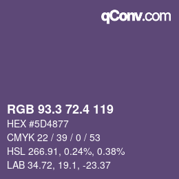 カラーコード: RGB 93.3 72.4 119 | qconv.com