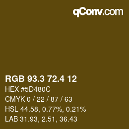 カラーコード: RGB 93.3 72.4 12 | qconv.com