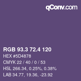 カラーコード: RGB 93.3 72.4 120 | qconv.com