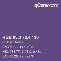 カラーコード: RGB 93.3 72.4 130 | qconv.com