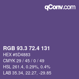 カラーコード: RGB 93.3 72.4 131 | qconv.com