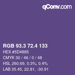 カラーコード: RGB 93.3 72.4 133 | qconv.com