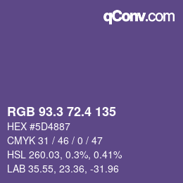 カラーコード: RGB 93.3 72.4 135 | qconv.com
