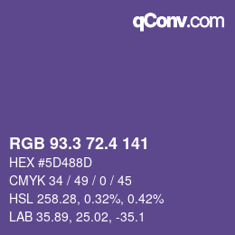 カラーコード: RGB 93.3 72.4 141 | qconv.com