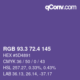 カラーコード: RGB 93.3 72.4 145 | qconv.com