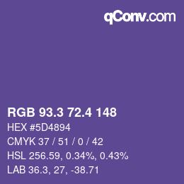 カラーコード: RGB 93.3 72.4 148 | qconv.com