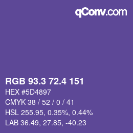 カラーコード: RGB 93.3 72.4 151 | qconv.com