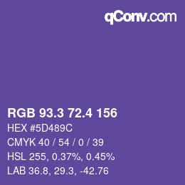 カラーコード: RGB 93.3 72.4 156 | qconv.com