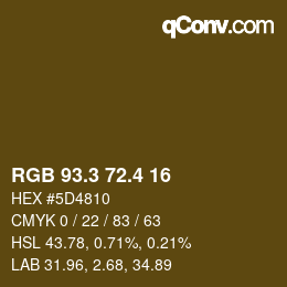 カラーコード: RGB 93.3 72.4 16 | qconv.com