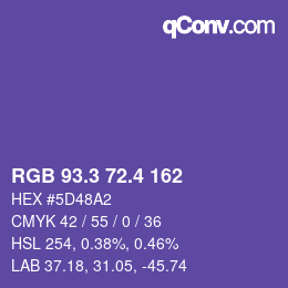 カラーコード: RGB 93.3 72.4 162 | qconv.com