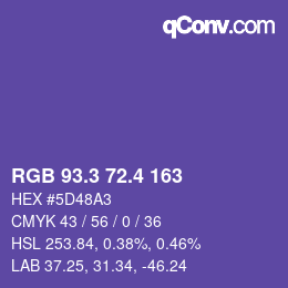 カラーコード: RGB 93.3 72.4 163 | qconv.com