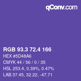 カラーコード: RGB 93.3 72.4 166 | qconv.com