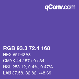 カラーコード: RGB 93.3 72.4 168 | qconv.com