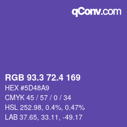 カラーコード: RGB 93.3 72.4 169 | qconv.com
