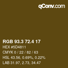 カラーコード: RGB 93.3 72.4 17 | qconv.com