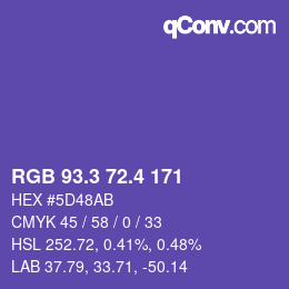 カラーコード: RGB 93.3 72.4 171 | qconv.com