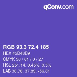 カラーコード: RGB 93.3 72.4 185 | qconv.com