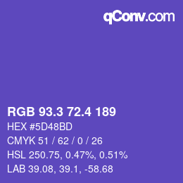 カラーコード: RGB 93.3 72.4 189 | qconv.com