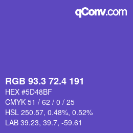 カラーコード: RGB 93.3 72.4 191 | qconv.com