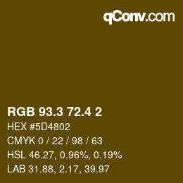 カラーコード: RGB 93.3 72.4 2 | qconv.com
