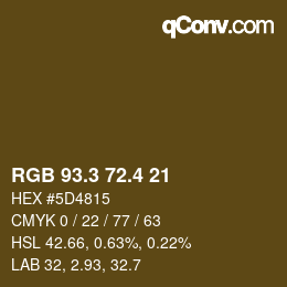 カラーコード: RGB 93.3 72.4 21 | qconv.com
