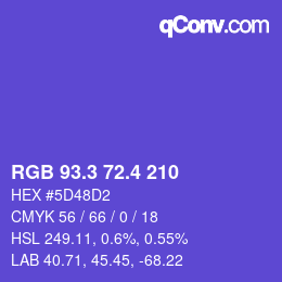 カラーコード: RGB 93.3 72.4 210 | qconv.com