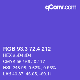 カラーコード: RGB 93.3 72.4 212 | qconv.com