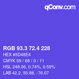 カラーコード: RGB 93.3 72.4 228 | qconv.com