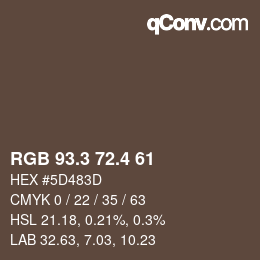 カラーコード: RGB 93.3 72.4 61 | qconv.com