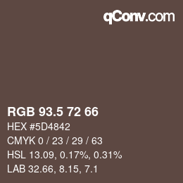 カラーコード: RGB 93.5 72 66 | qconv.com
