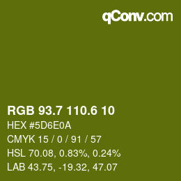 カラーコード: RGB 93.7 110.6 10 | qconv.com