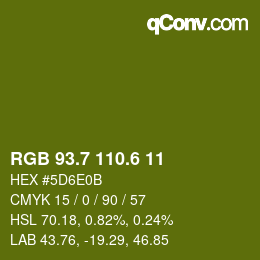 カラーコード: RGB 93.7 110.6 11 | qconv.com