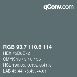 カラーコード: RGB 93.7 110.6 114 | qconv.com