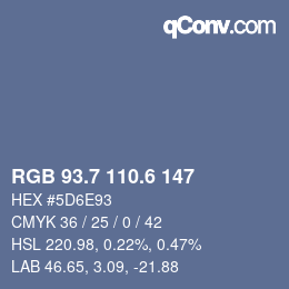 カラーコード: RGB 93.7 110.6 147 | qconv.com