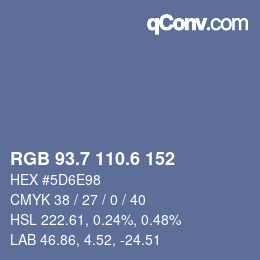 カラーコード: RGB 93.7 110.6 152 | qconv.com