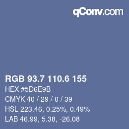 カラーコード: RGB 93.7 110.6 155 | qconv.com