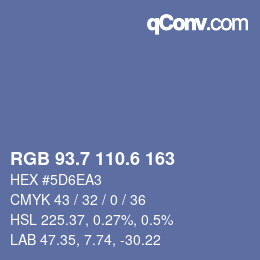 カラーコード: RGB 93.7 110.6 163 | qconv.com