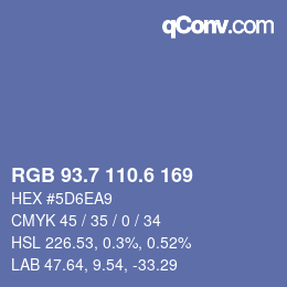 カラーコード: RGB 93.7 110.6 169 | qconv.com